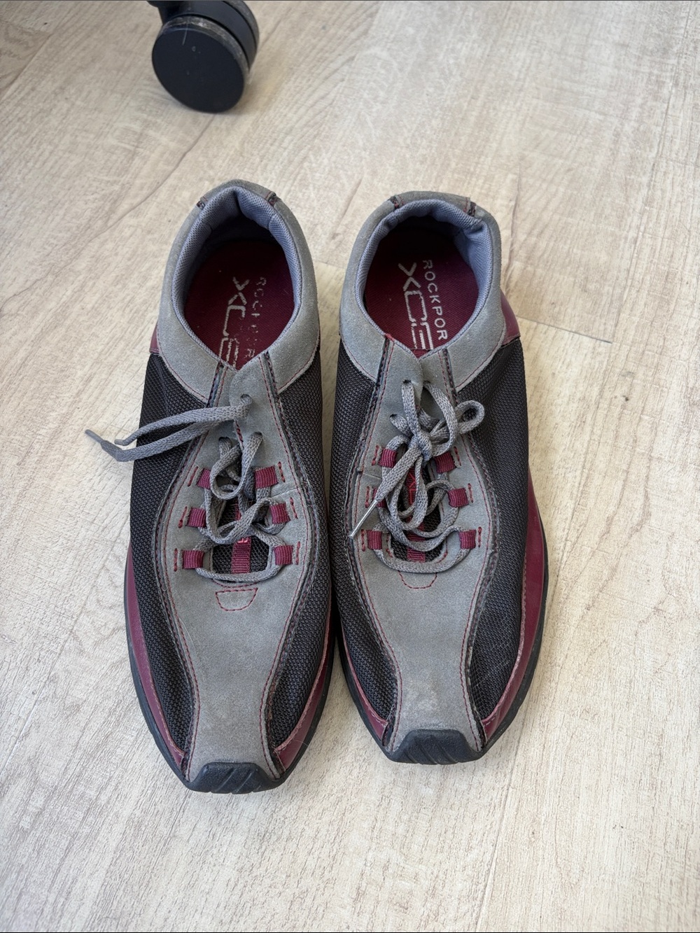 Rockport Men’s Athletic Lace-Up Shoes in Gray and Burgundy Accents